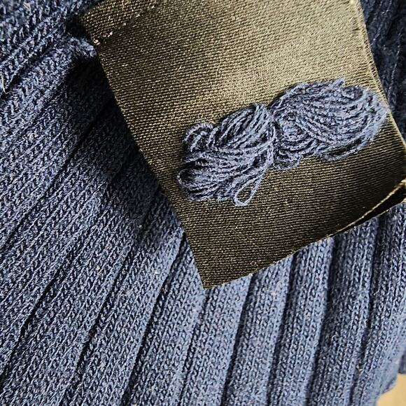 Anthropologie Navy Blue Ribbed Knit Banlieue Peplum Open Cardigan Sweater - Picture 9 of 11